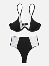 Conjunto de bikini de canalé con aros y patchwork